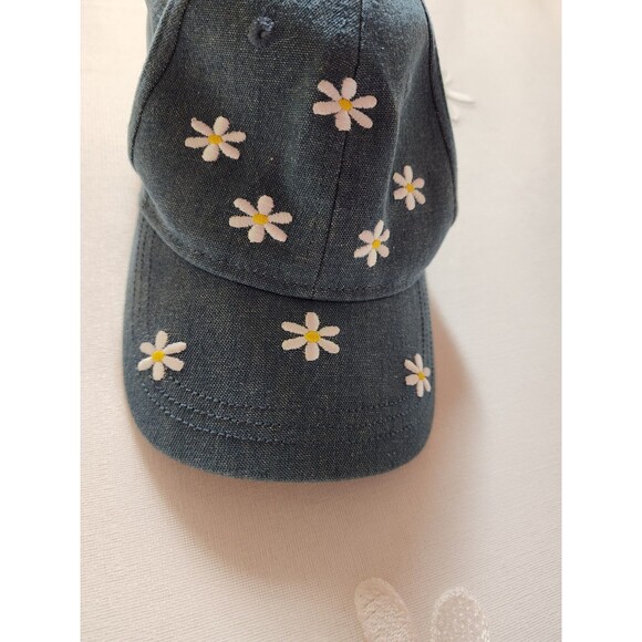 Wonder Nation Girls Blue Jean Denim Hat One Size Baseball Cap Daisy Floral Boho - Picture 2 of 10